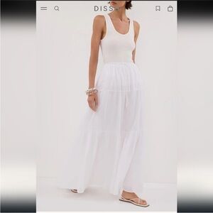 Dissh Fletcher White Tiered Maxi Skirt Size 6